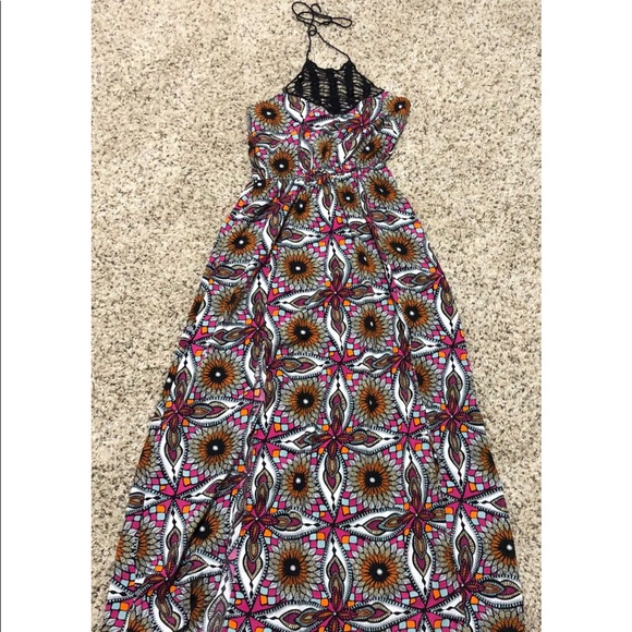 Multi Floral Print Halter Maxi Dress - Picture 1 of 5